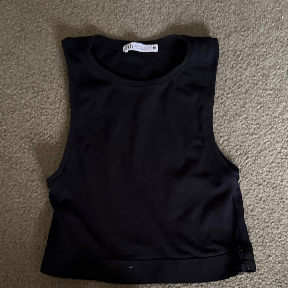 Zara Midnight Black Sleeveless Muscle Tee
